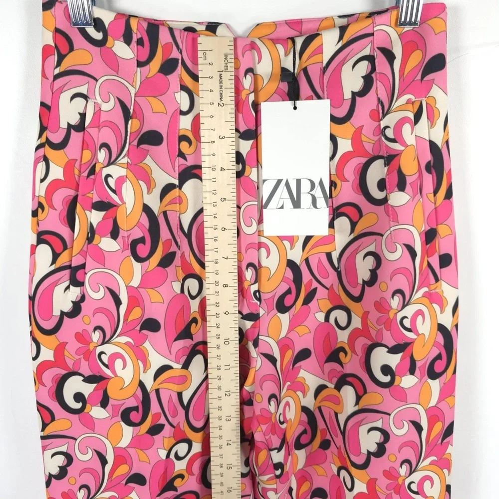 NWT ZARA Paisley Floral Straight‎ Leg High Waist Pants 1478/935 Size XS